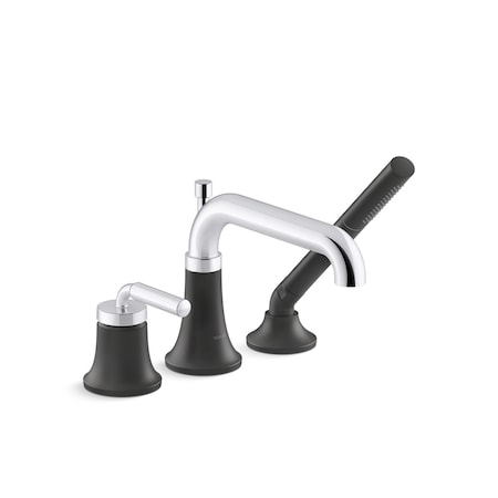 Tone 1H Deck Mount Bath Fct W Handshwr Polished Chrome with Matte Black